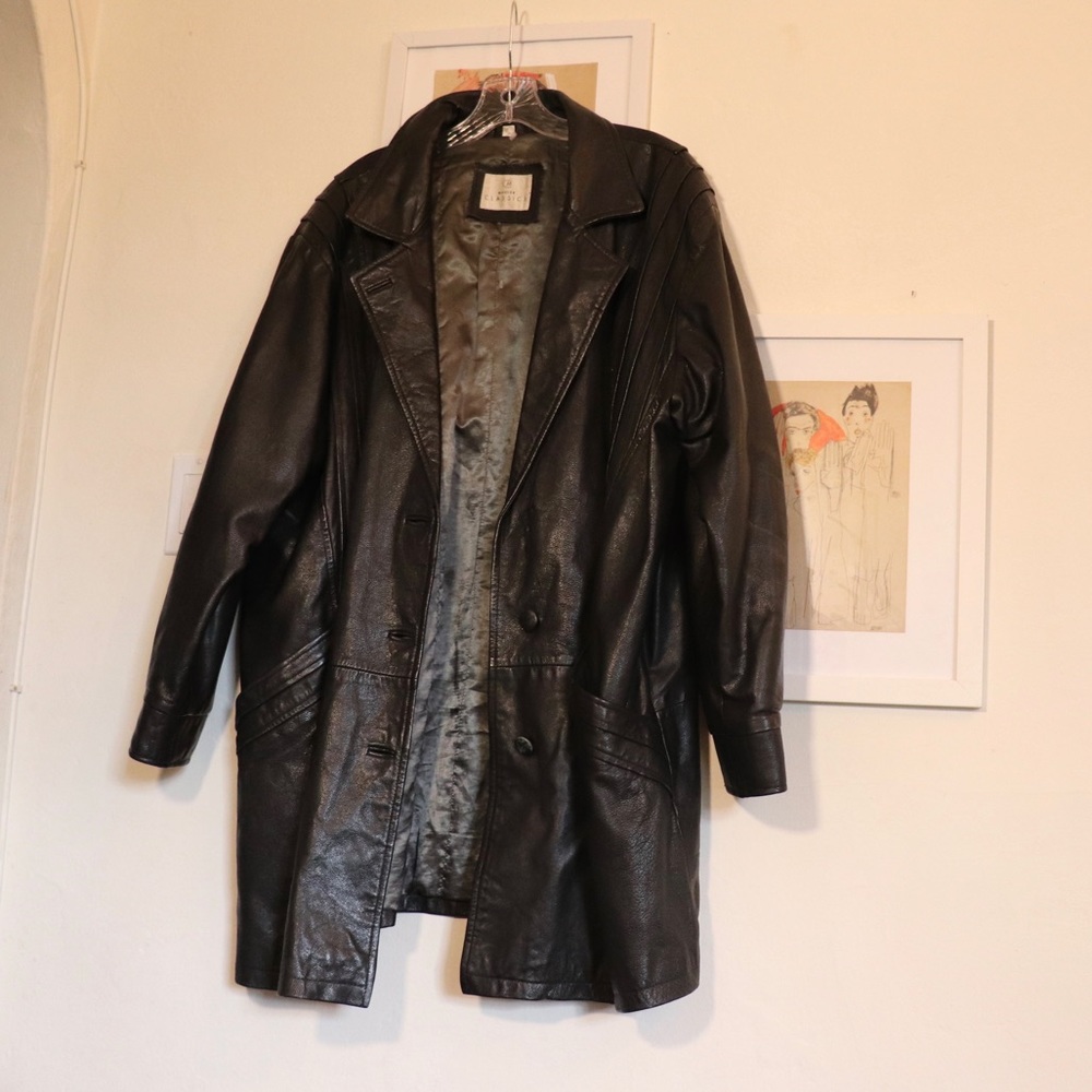 80s vintage black leather jacket unisex